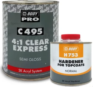 HB Body C495 SATIN Lacquer & 753 Hardener 1.25L KIT 2k Clear 4:1 Car Clearcoat